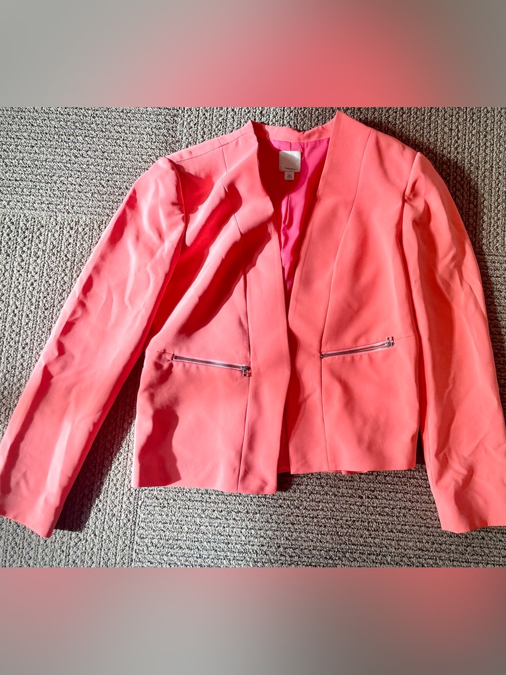 Halogen Coral Open-Front Blazer with Zip Pockets